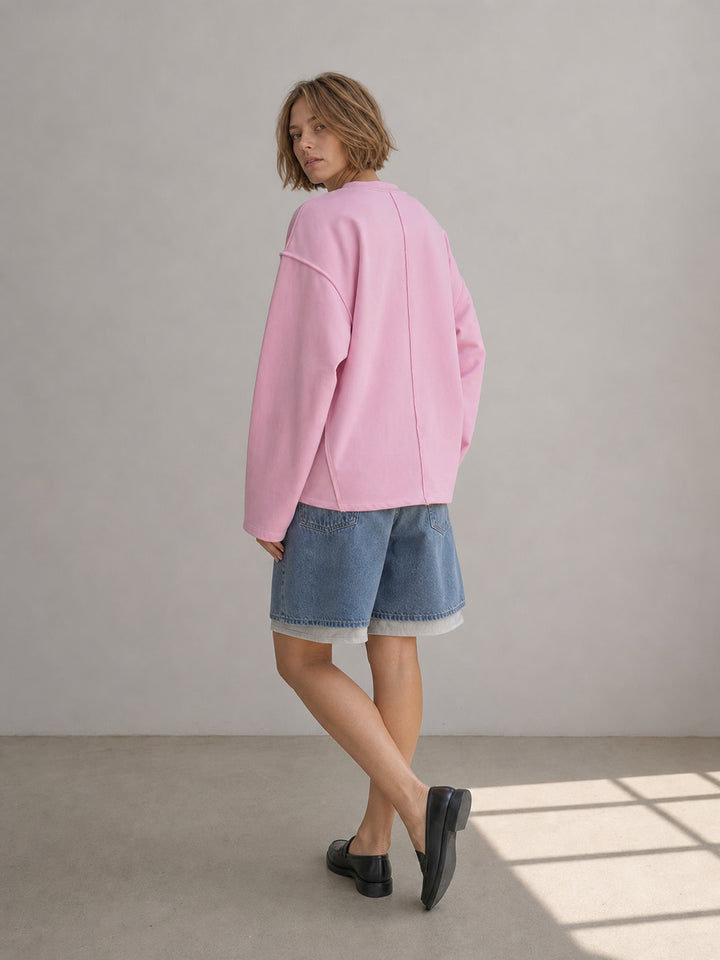 Oversized Seamed Long Sleeve T Shirt