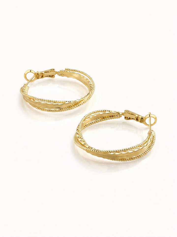 Textured Gold Minimalist Hoop Earrings