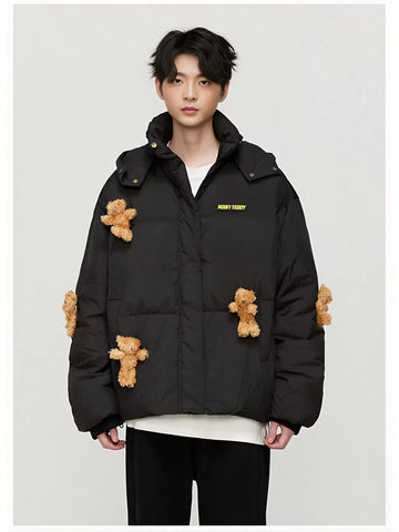 Playful Teddy Bear Puffer Jacket
