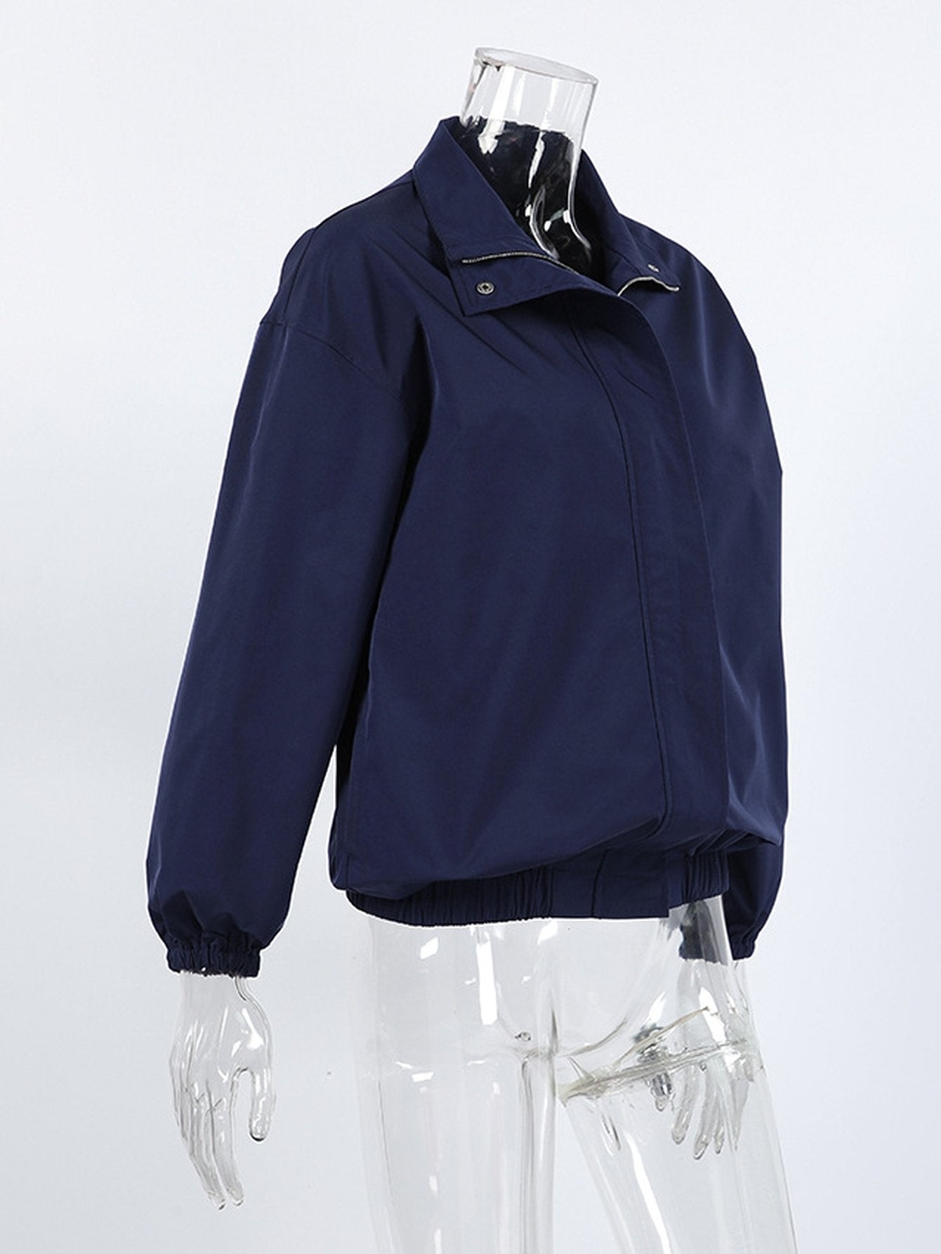 Oversized Mock Neck Zip Up Jacket