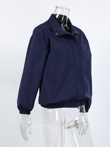 Oversized Mock Neck Zip Up Jacket