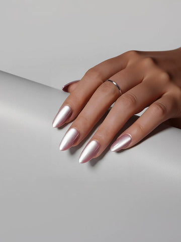 Shimmering Pink Cat Eye Press On Nails