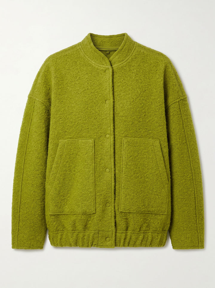Cozy Brushed Wool Blend Bomber Jacket