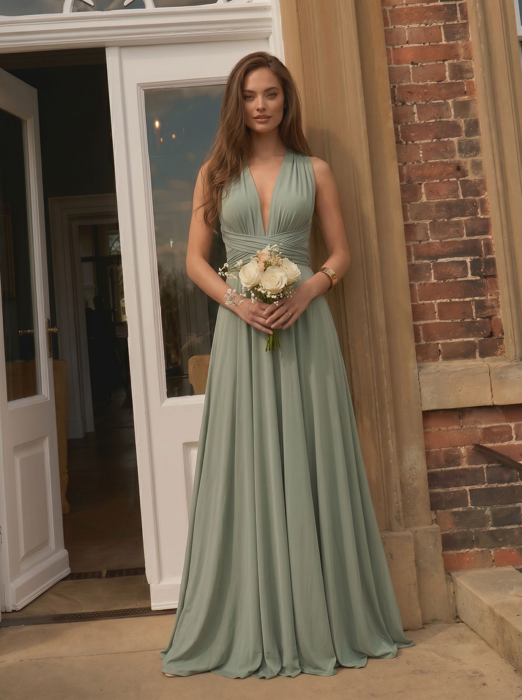 Convertible Plunge Maxi Bridesmaid Dress
