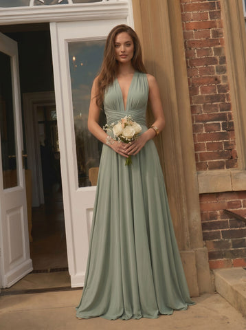 Convertible Plunge Maxi Bridesmaid Dress