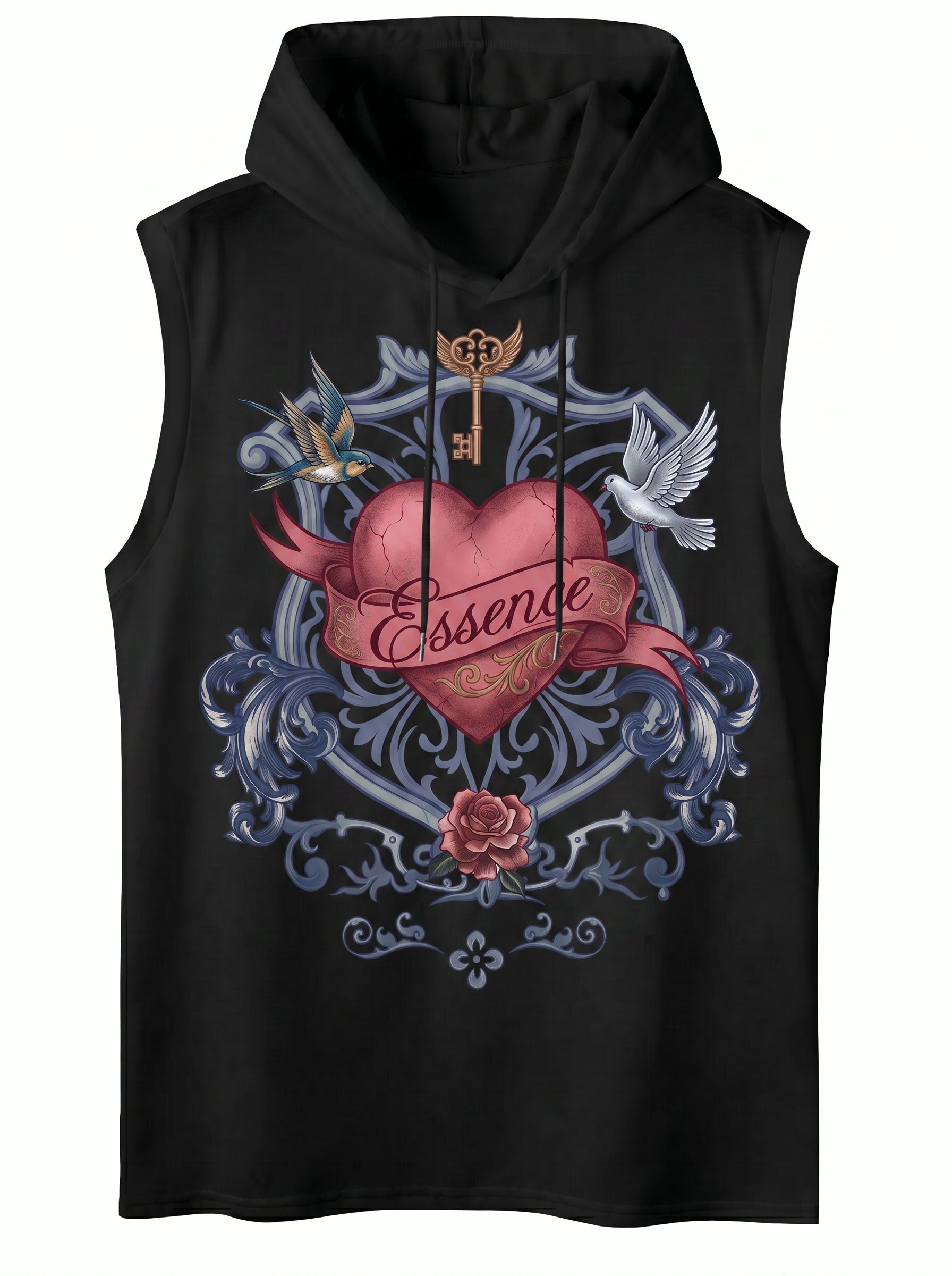 Graphic Print Hooded Sleeveless Tank Top