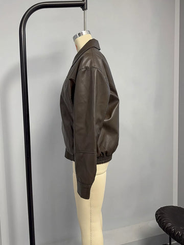 Oversized Vintage Style Faux Leather Jacket