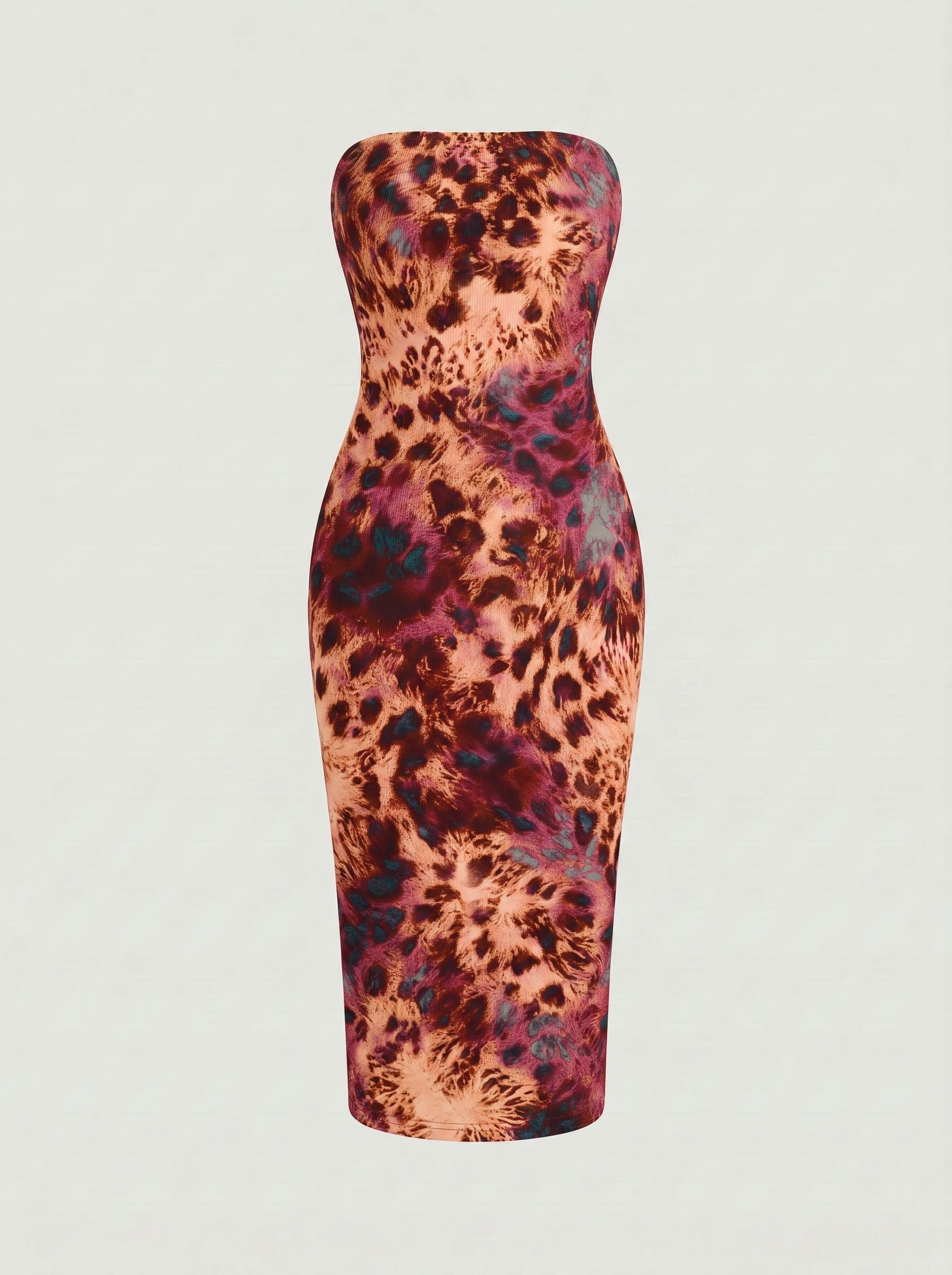 MAIA Floral Print Strapless Sheath Midi Dress