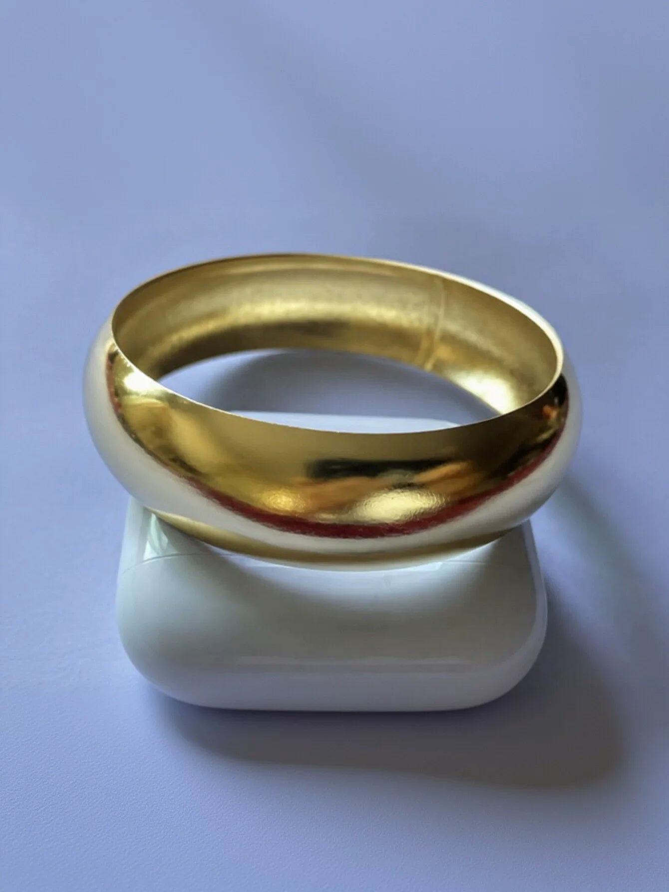 Minimalist Polished Gold Tone Bangle Bracelet
