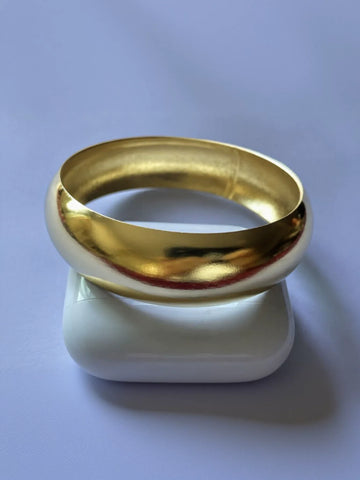 Minimalist Polished Gold Tone Bangle Bracelet