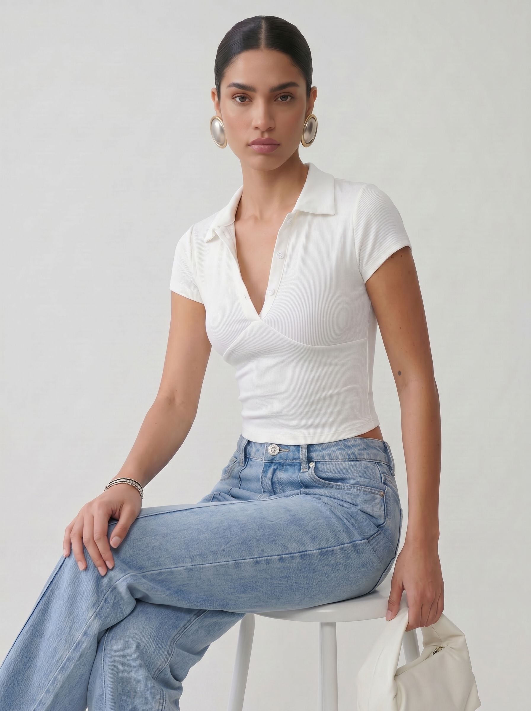 Ribbed Slim Fit Polo T Shirt