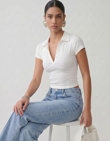 Ribbed Slim Fit Polo T Shirt