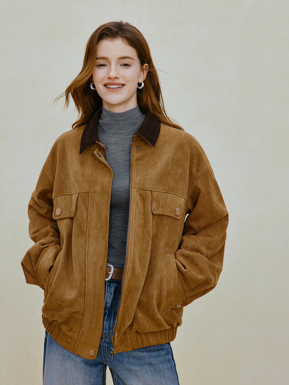 Cozy Suede Oversized Utility Jacket