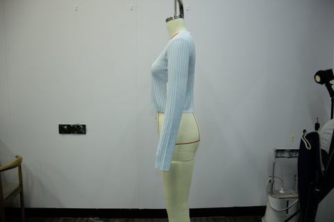 Cropped Ribbed Knit Cardigan Sweater