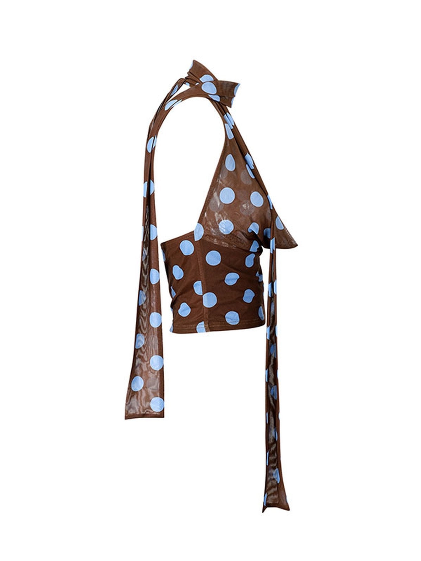 Polka Dot Cowl Neck Halter Top