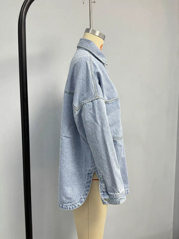 Oversized Light Wash Denim Jacket