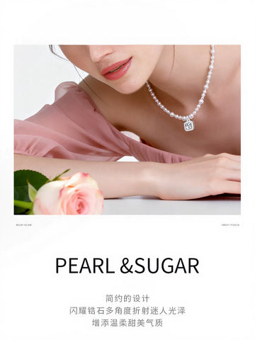 Elegant Dainty Pearl Crystal Necklace