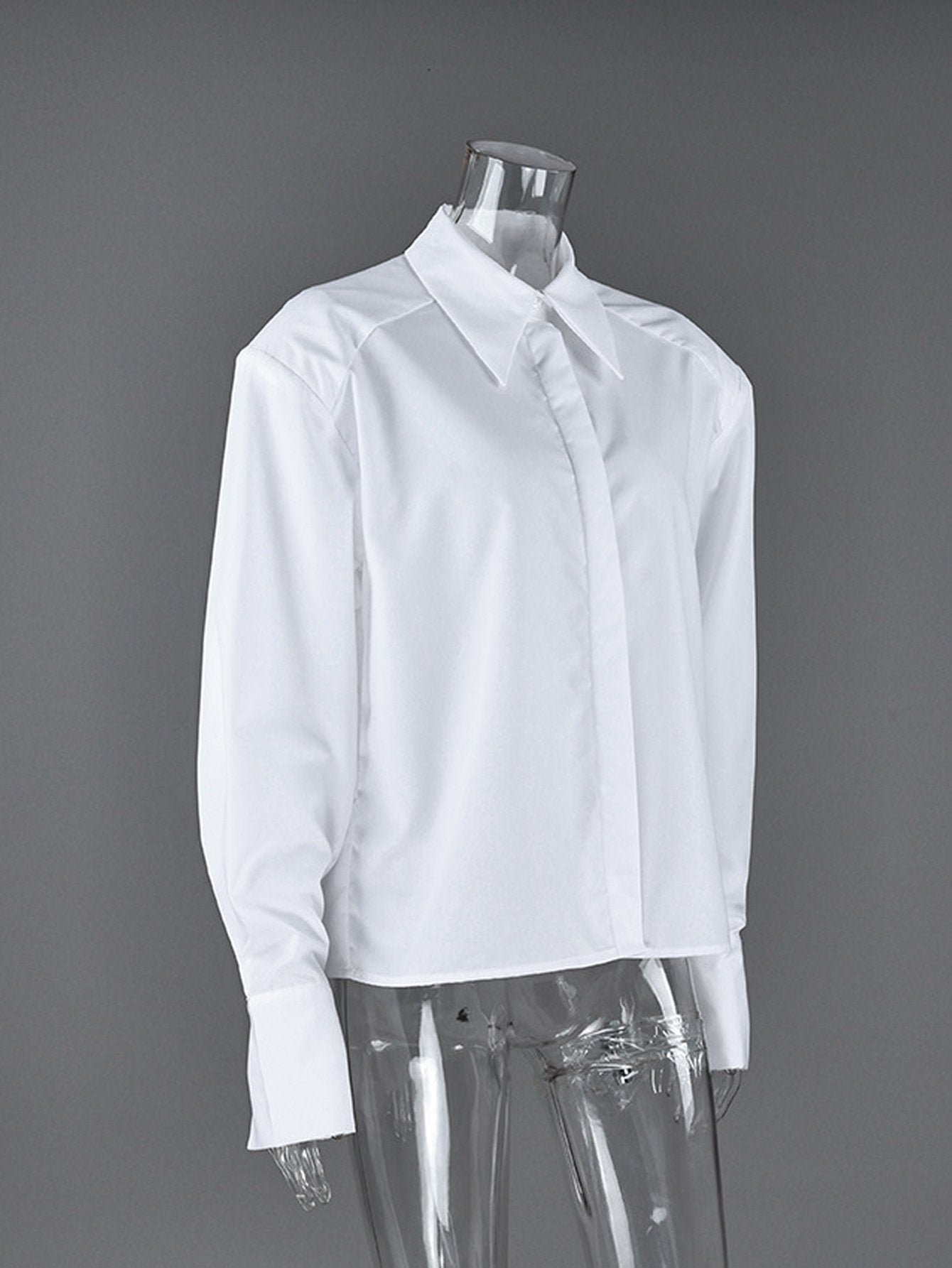 Padded Shoulder Oversized Button Down Shirt