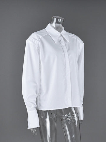 Padded Shoulder Oversized Button Down Shirt