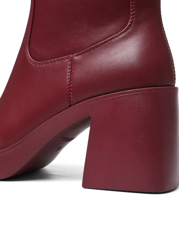 Chic Burgundy Block Heel Knee Boots