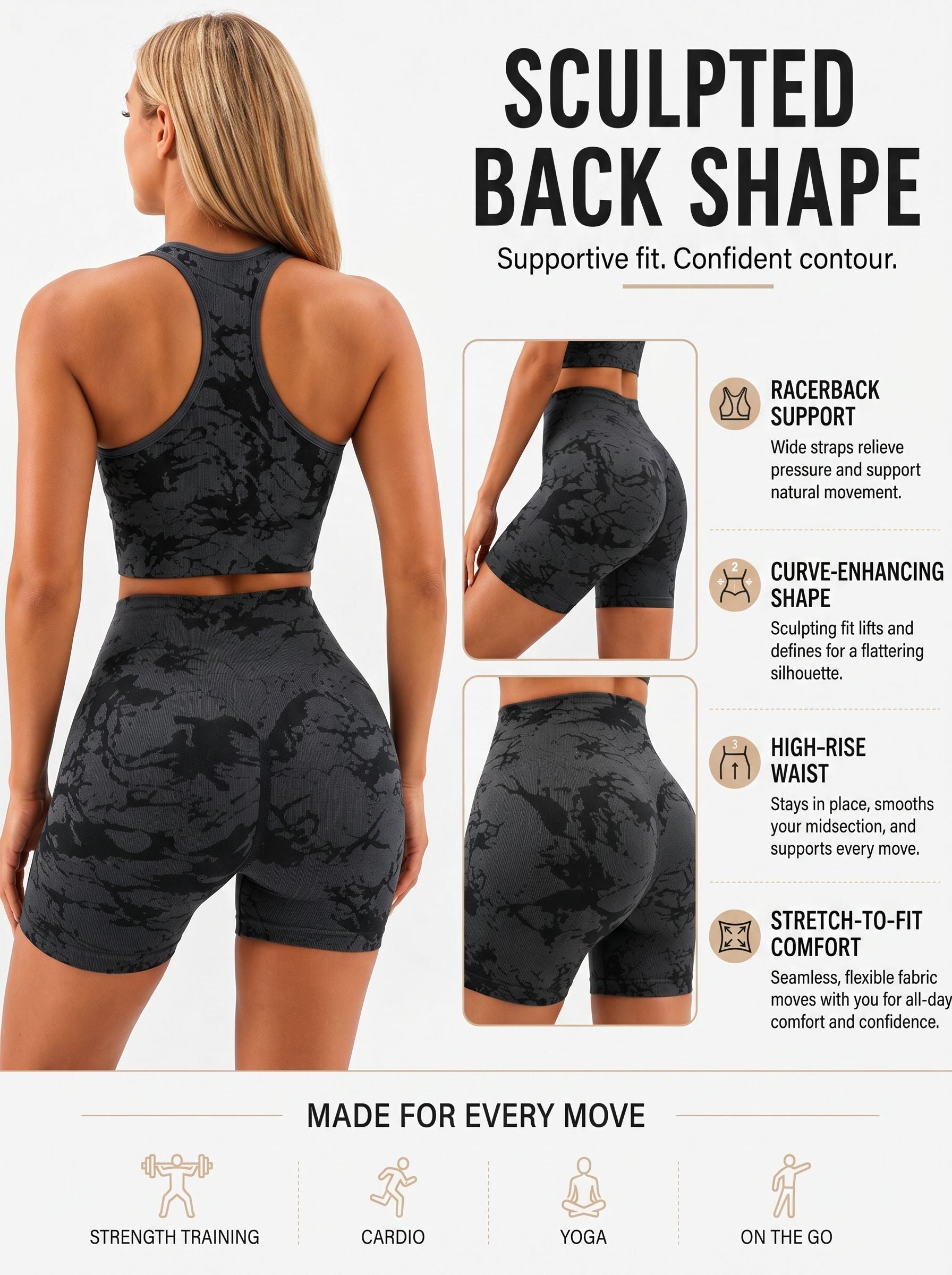 Seamless Sculpting Camo Workout Short Set