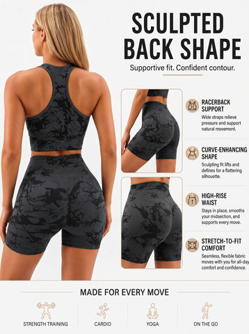 Seamless Sculpting Camo Workout Short Set