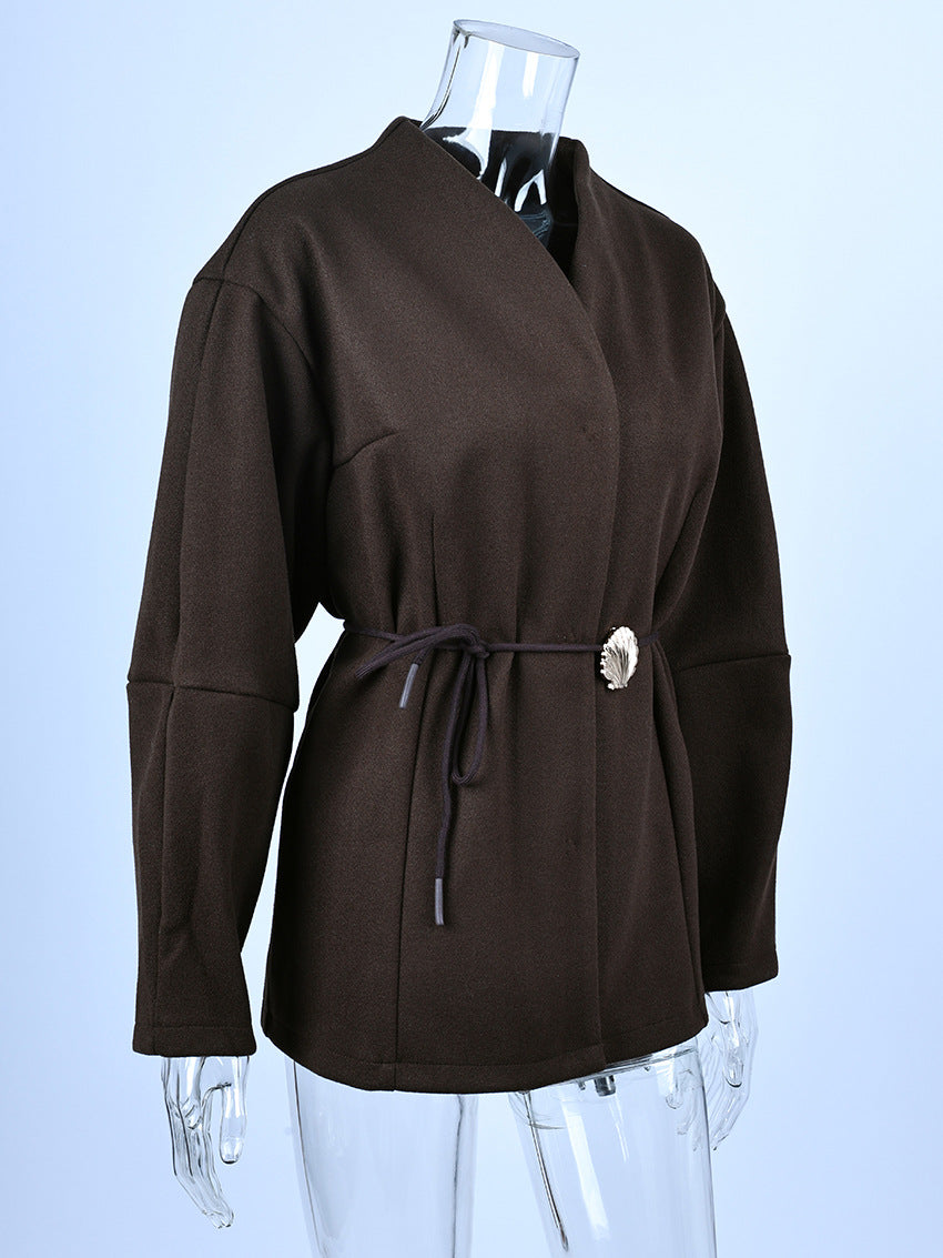 Oversized Wool Blend Wrap Coat