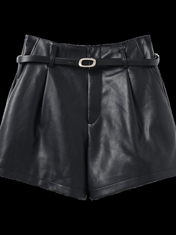 High Waisted Faux Leather Shorts