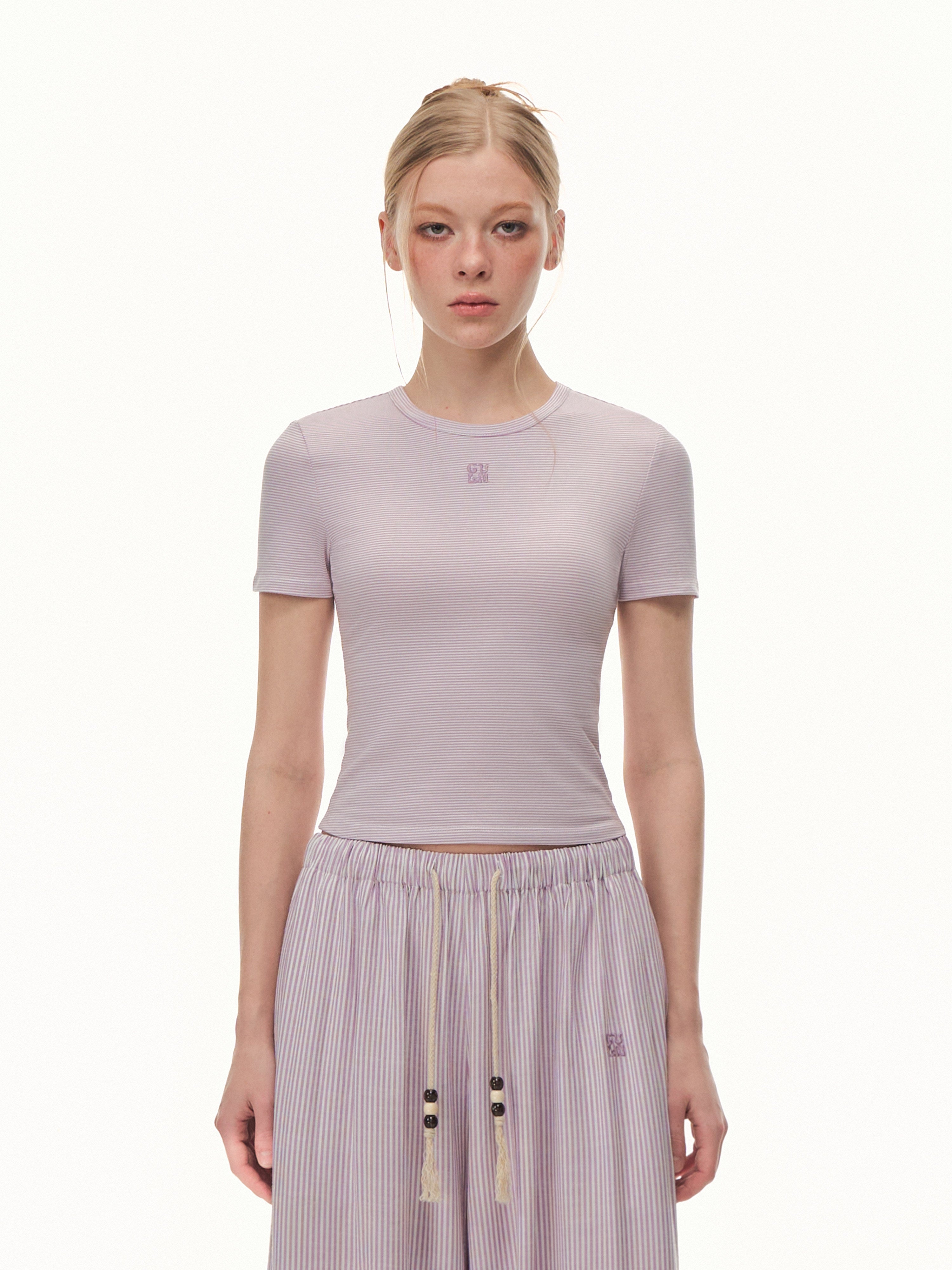 Slim Fit Ribbed Crewneck T Shirt