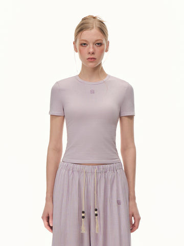 Slim Fit Ribbed Crewneck T Shirt
