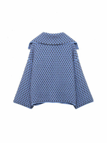 Textured Oversized Collar Button Up Jacket