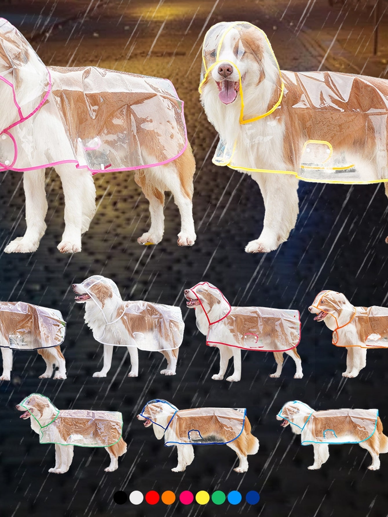 Clear Waterproof Hooded Dog Raincoat