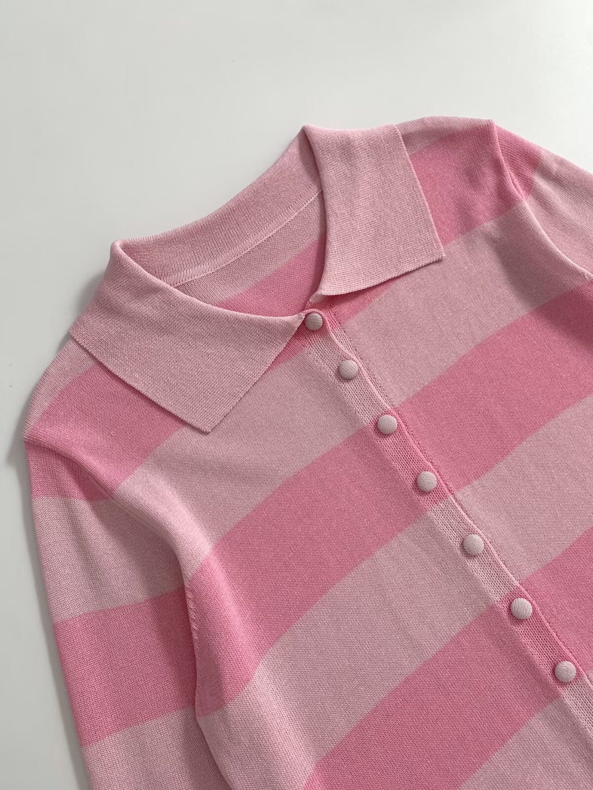 Cute Striped Collared Knit Cardigan