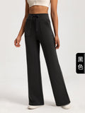 High Waisted Drawstring Wide Leg Yoga Pants