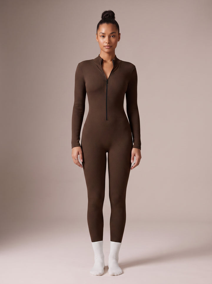 Half-Zip Seamless Activewear Jumpsuit