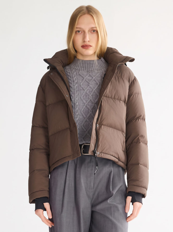 Cropped Stand Collar Puffer Jacket