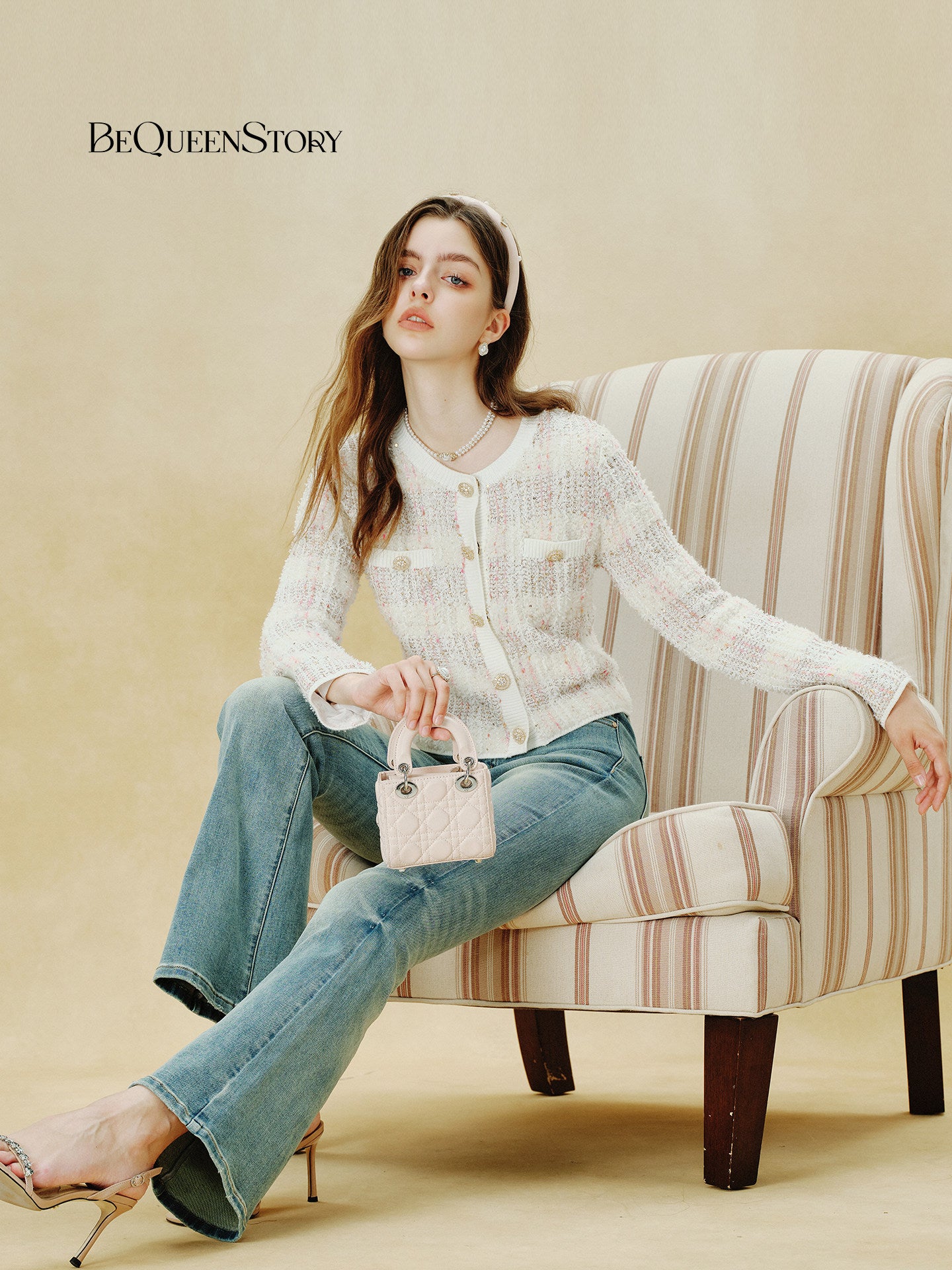 Elegant Tweed Texture Button Cardigan
