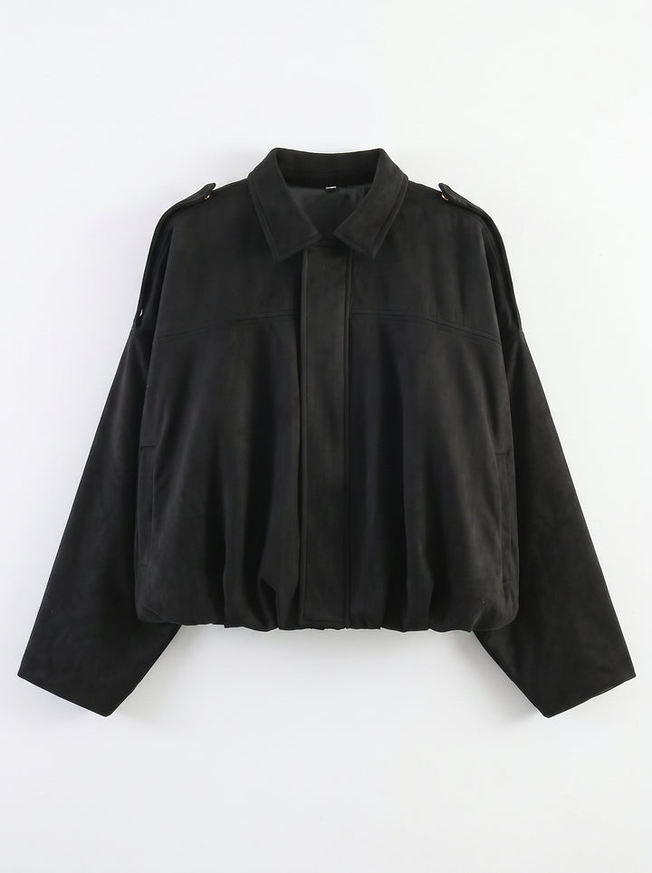 Oversized Suede Bubble Hem Jacket