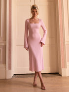 Square Neck Ribbed Knit Dress