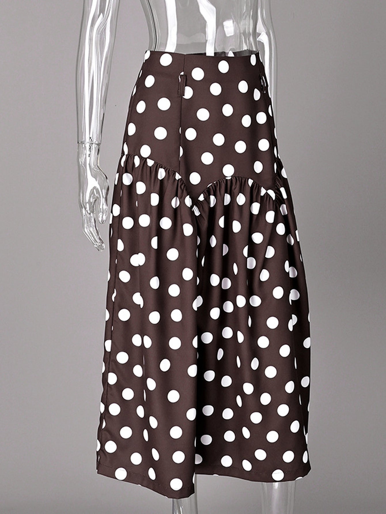 High Waisted Polka Dot Midi Skirt