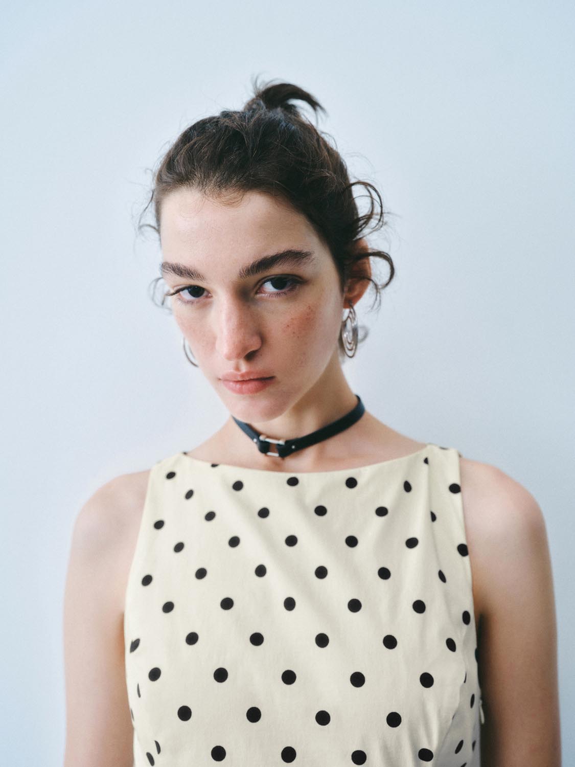 Urban Revivo Dotted Bandeau A-Line Dresses-Ivory Print