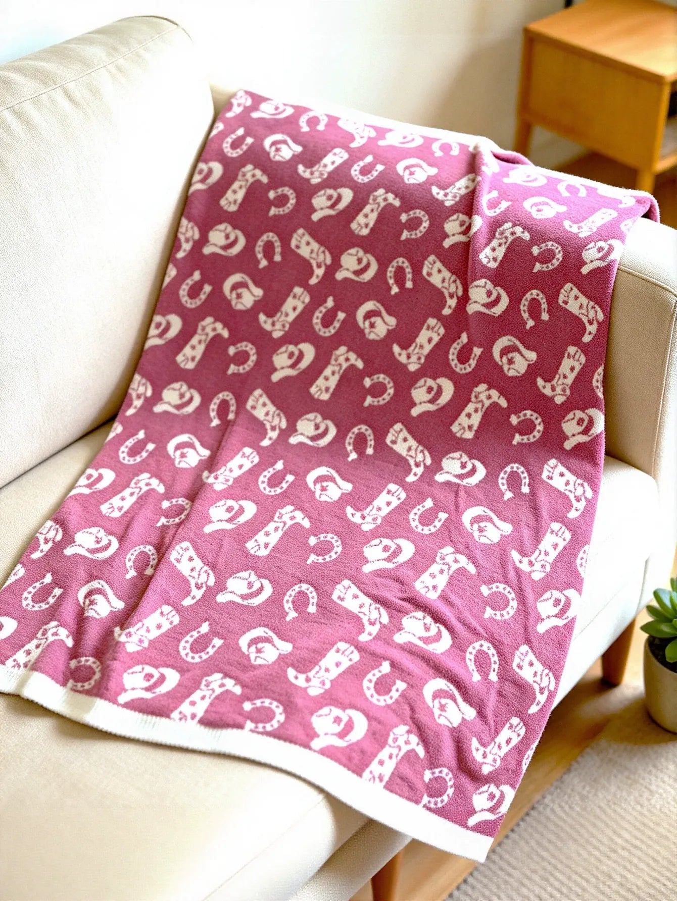 Soft Western Cowboy Print Throw Blanket