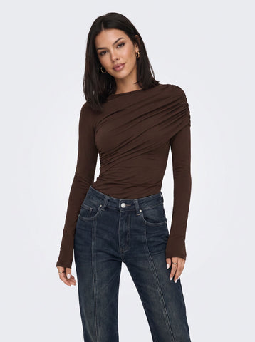 Ruched Slim Fit Long Sleeve Tee