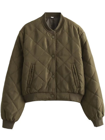 Lightweight Quilted Snap Button Bomber Jacket