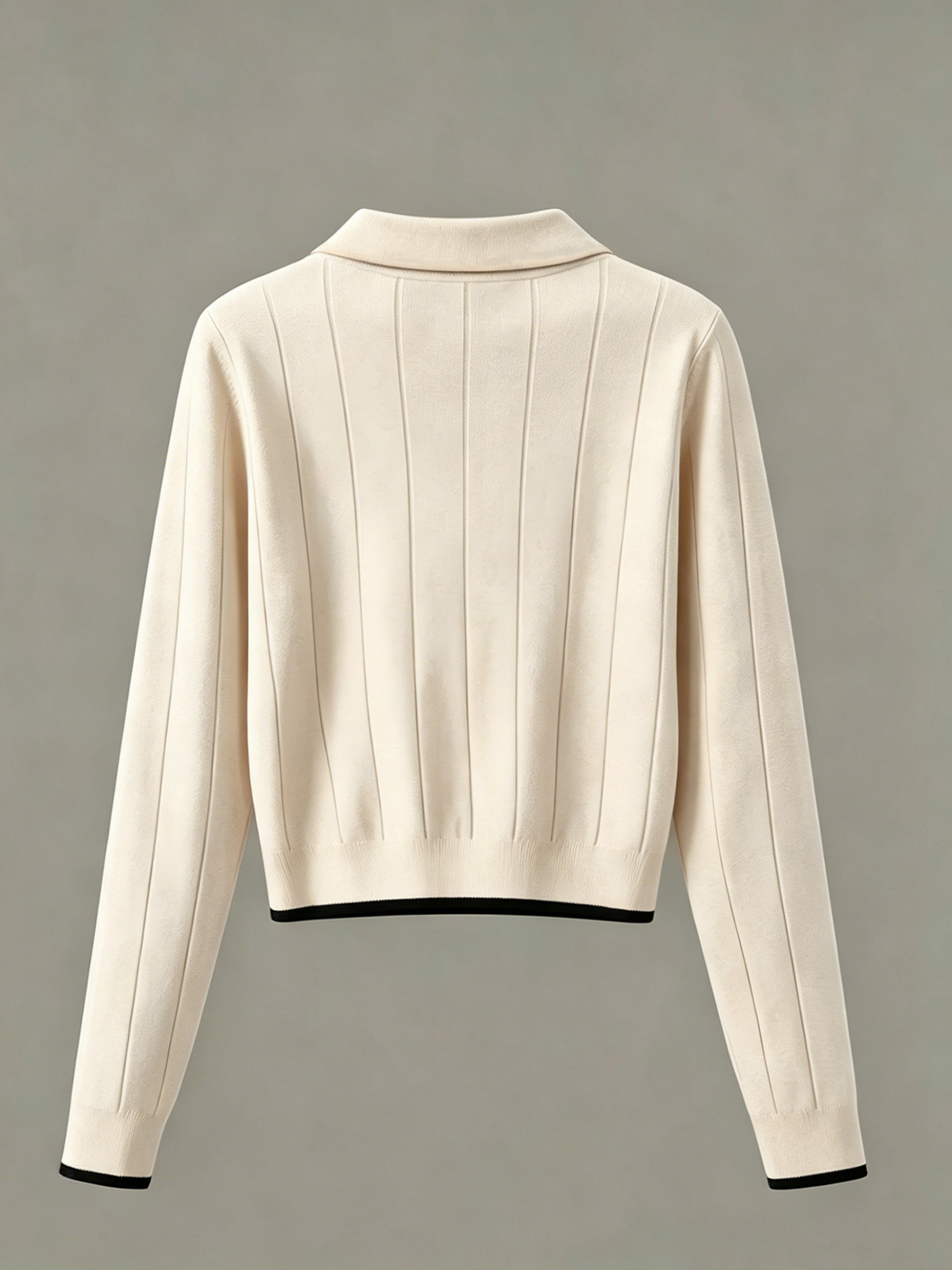 Elegant Ribbed Collared Knit Sweater