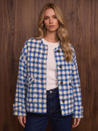 Classic Houndstooth Button Up Jacket