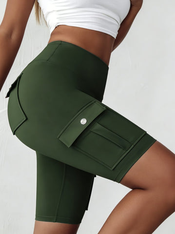 High Waisted Cargo Yoga Shorts