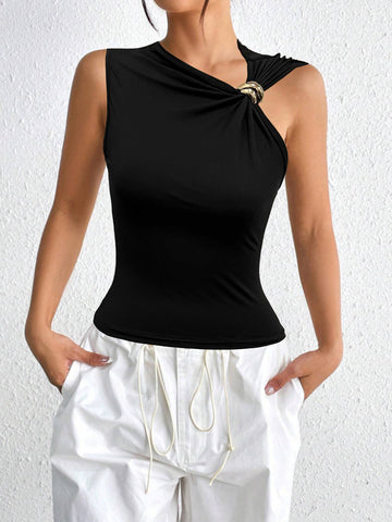 Asymmetric Twist Sleeveless Tank Top
