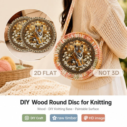 Cute Tiger Cub and Mandala Crochet Basket Bottom