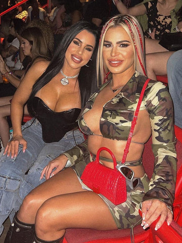 Sexy Camo Crop Top Mini Skirt Set